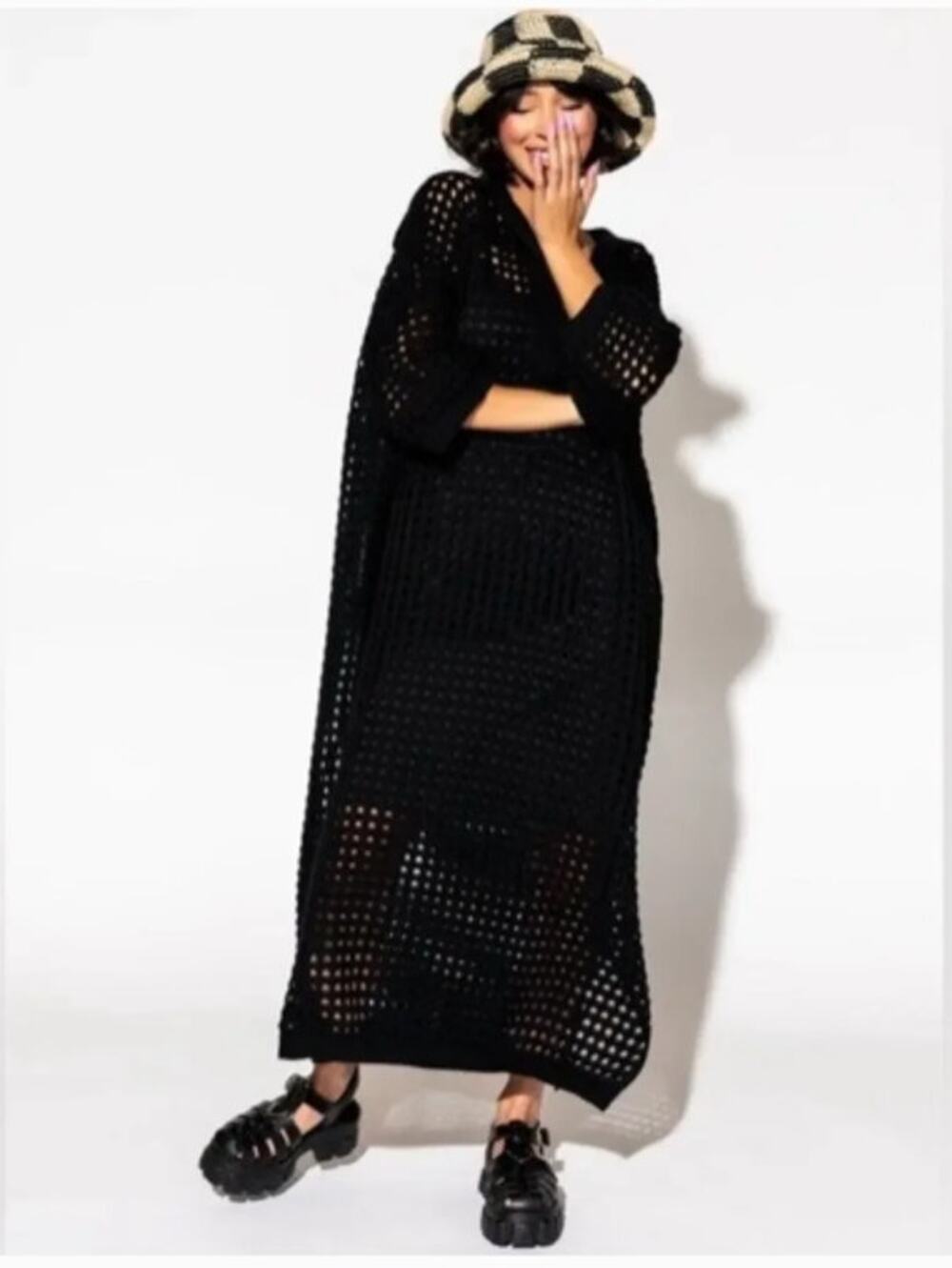 NEW! Dressed in LaLa 'Be Bold' Oversize Knit Dress in BLACK (L/XL)